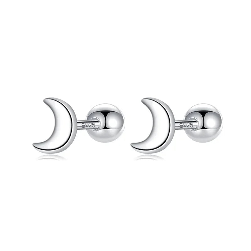 Fashion Minimalist Mini Moon Screw Stud Earrings DA164