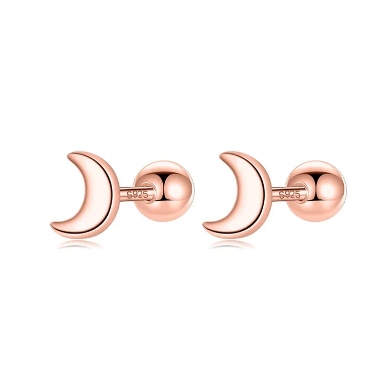 Fashion Minimalist Mini Moon Screw Stud Earrings DA164