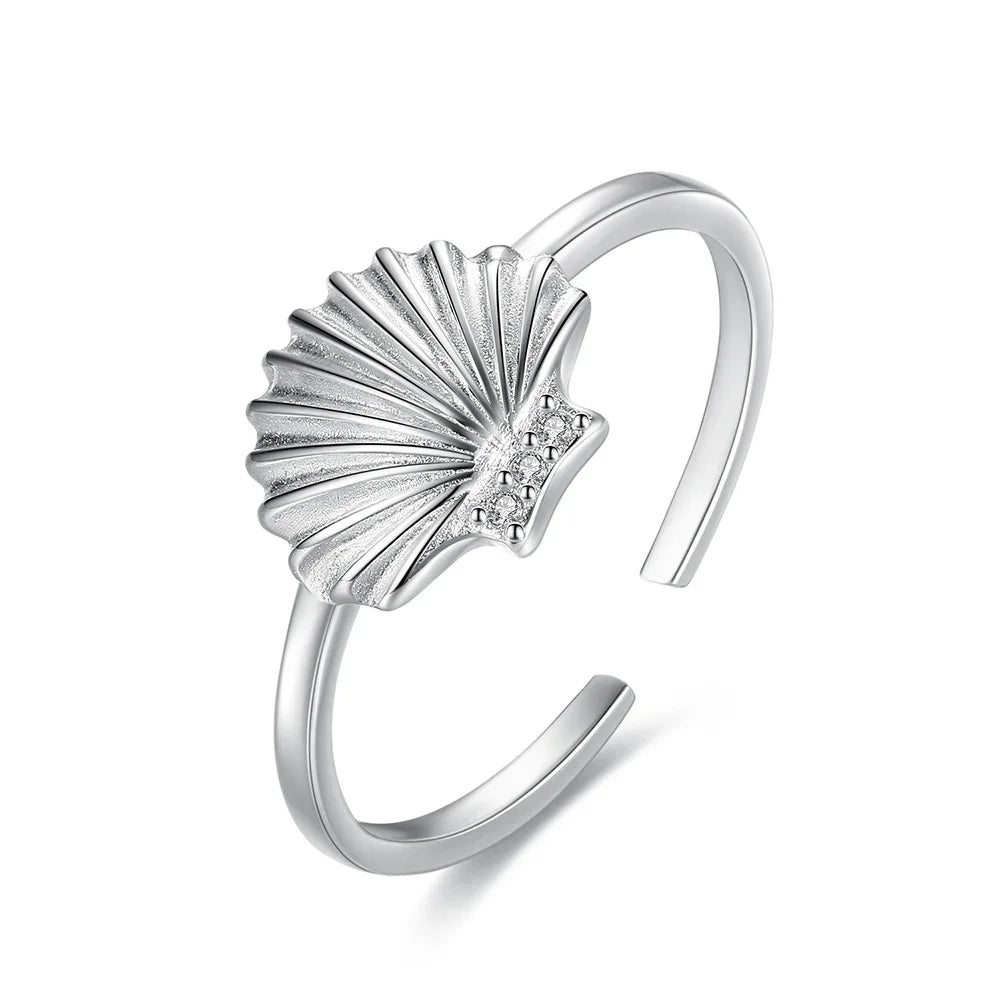Fashion Sweet Shell Shiny CZ Opening Ring DA26
