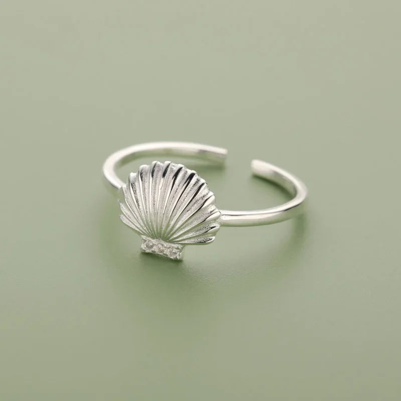Fashion Sweet Shell Shiny CZ Opening Ring DA26