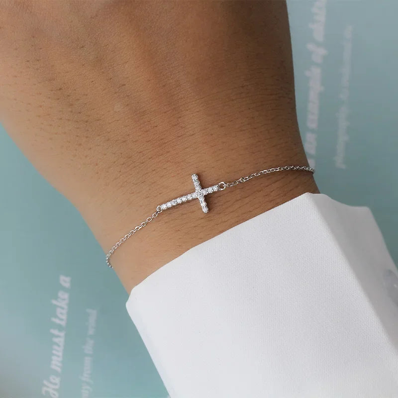 Fashion Sweet Simple Cross Dazzling CZ Bracelet DA1390