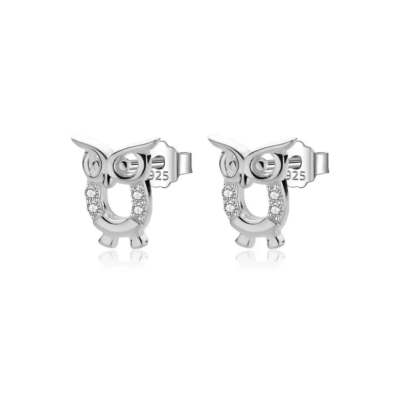 Shiny CZ Stone Owl Stud Earrings DS2006