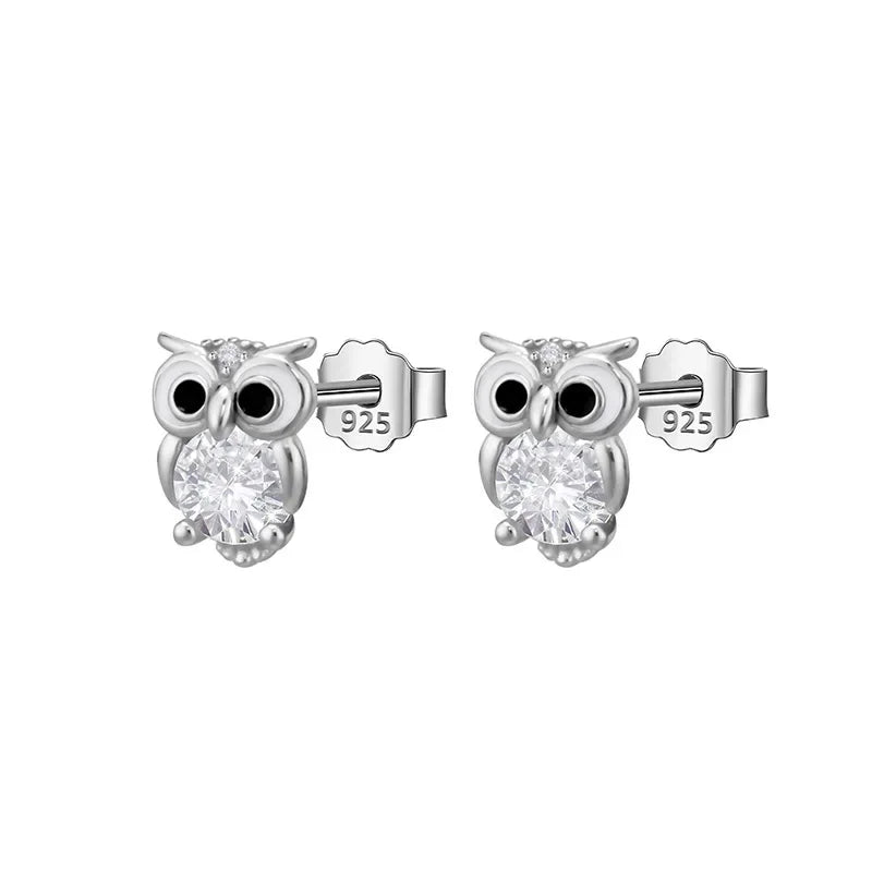 Shiny CZ Stone Owl Stud Earrings DS2006