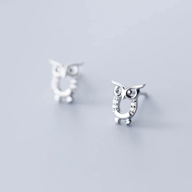 Shiny CZ Stone Owl Stud Earrings DS2006