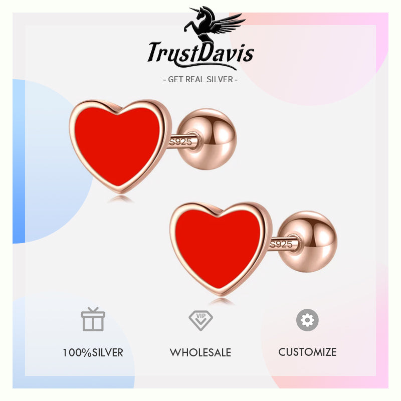 Sweet Heart Color Screw Stud Earrings DS4124