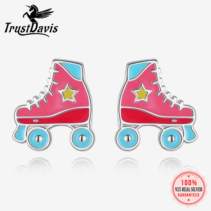 Glaze Roller Skates Fine Stud Earrings DK037