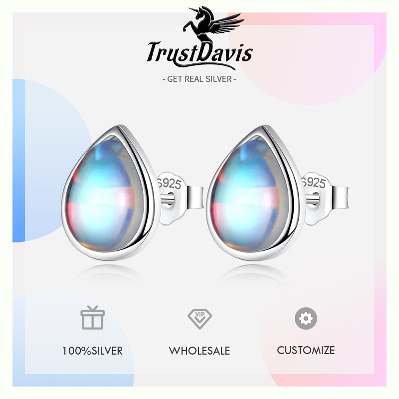 Sweet Water Drop Moonstone Stud Earrings DD1096