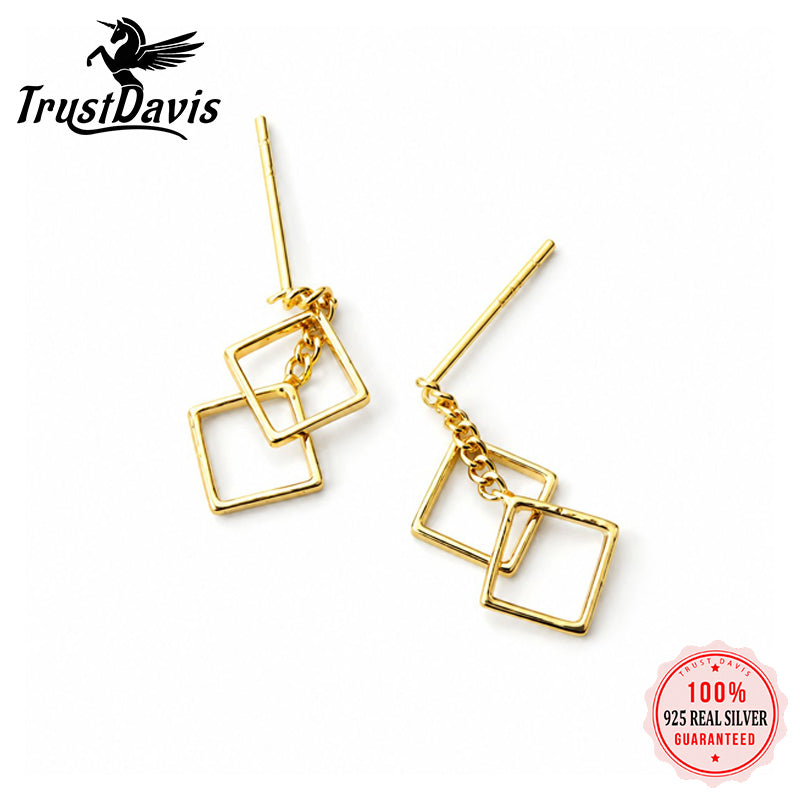 Linked Square Stud Earrings DA460