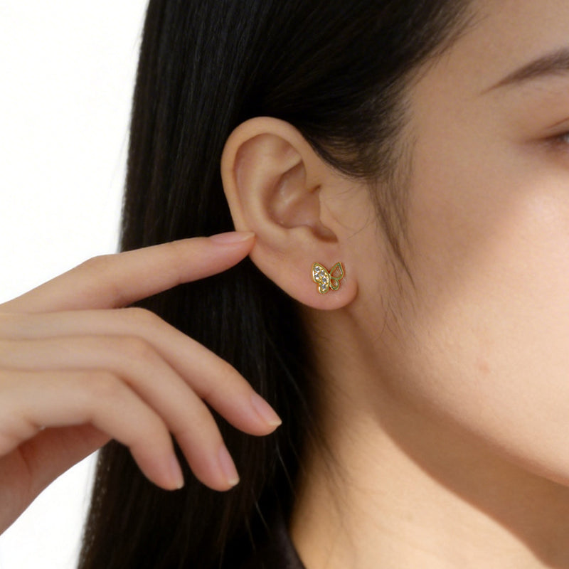 Fashion Sweet Insect Butterfly CZ Screw Stud Earrings DA2519