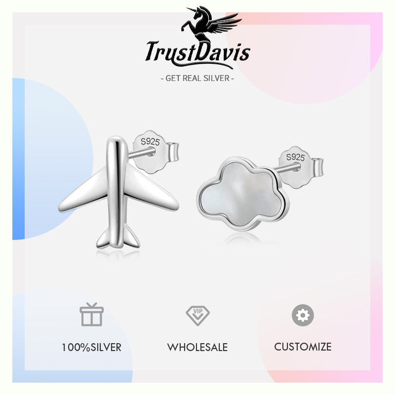 Sweet Asymmetric Clouds Plane Stud Earrings DA2921