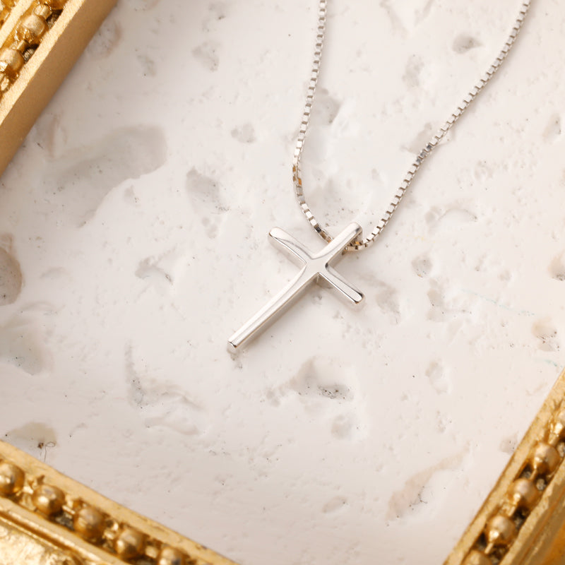 Fashion Sweet Cross Pendant Box Chain Necklace DA2710