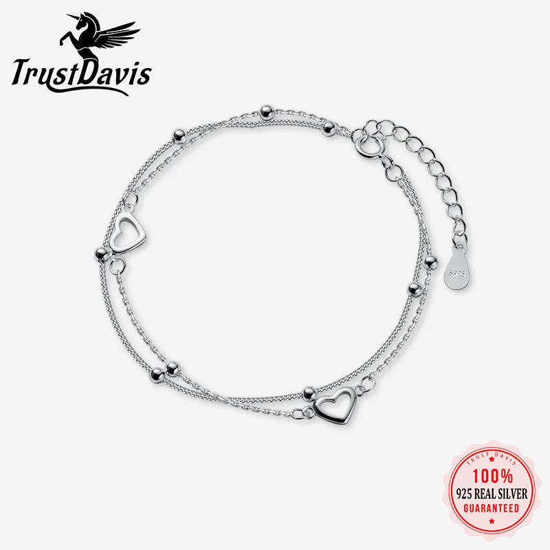 Fashion Double Chain Romantic Heart Bracelet DB1174