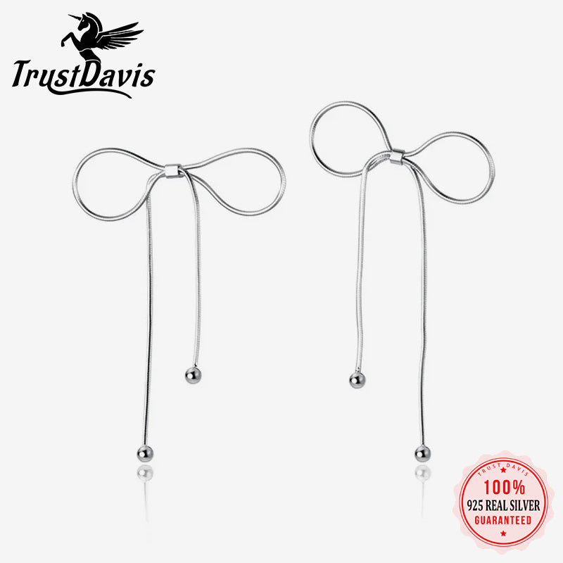 Sweet Simple Bowknot Tassel Stud Earrings DA2948