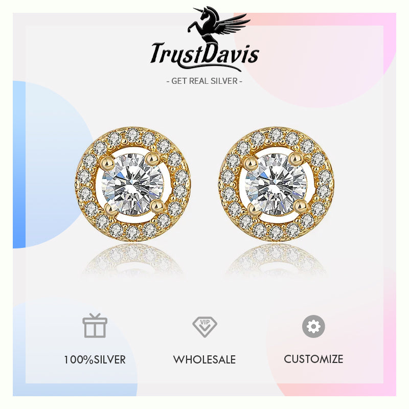 Geometric Round Zircon Cat Stud Earrings DA2620