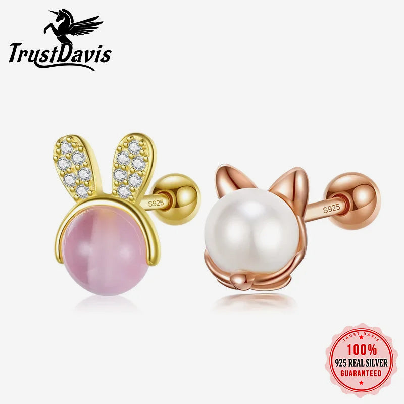 Kids Glaze Animal Rabbit Screw Stud Earrings DF2091