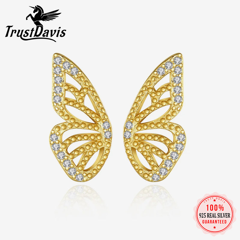 Fashion Insect Butterfly Shiny CZ Stud Earrings DA2713