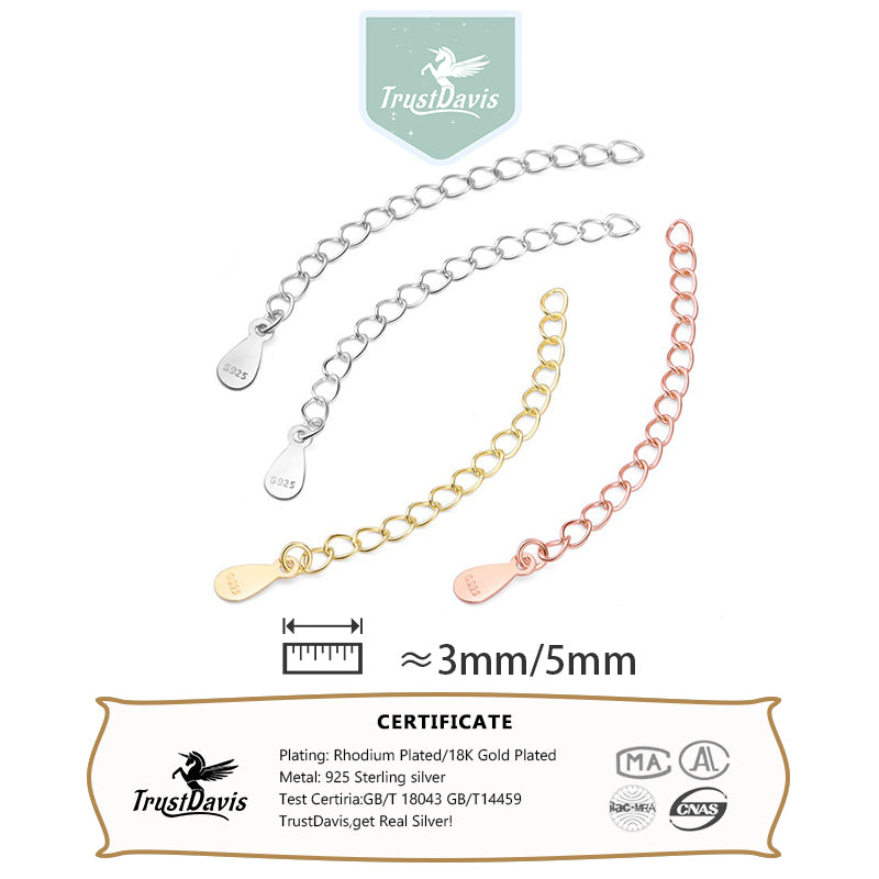 Trusta Authentic S925 Sterling Silver Simple  Necklace Extender Chain 925 Silver Jewelry DS4787