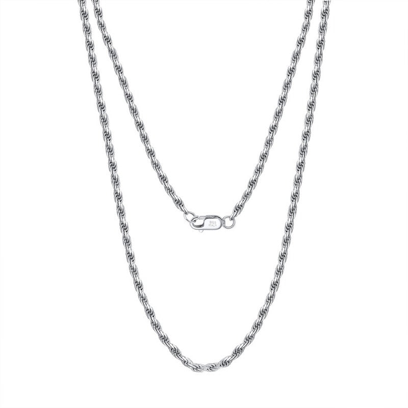 S925 sterling silver necklace twist rope clavicle chain DC28