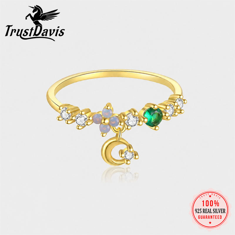 Single Vintage Colored Zircon/star/moon/flower Ring DS4332