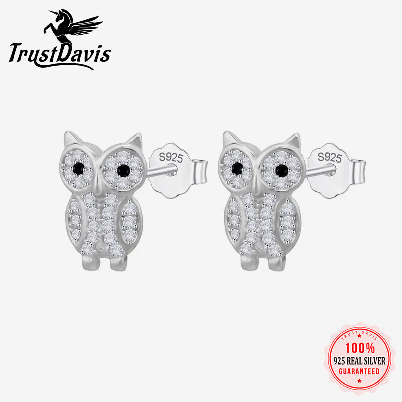 Shiny CZ Stone Owl Stud Earrings DS2006