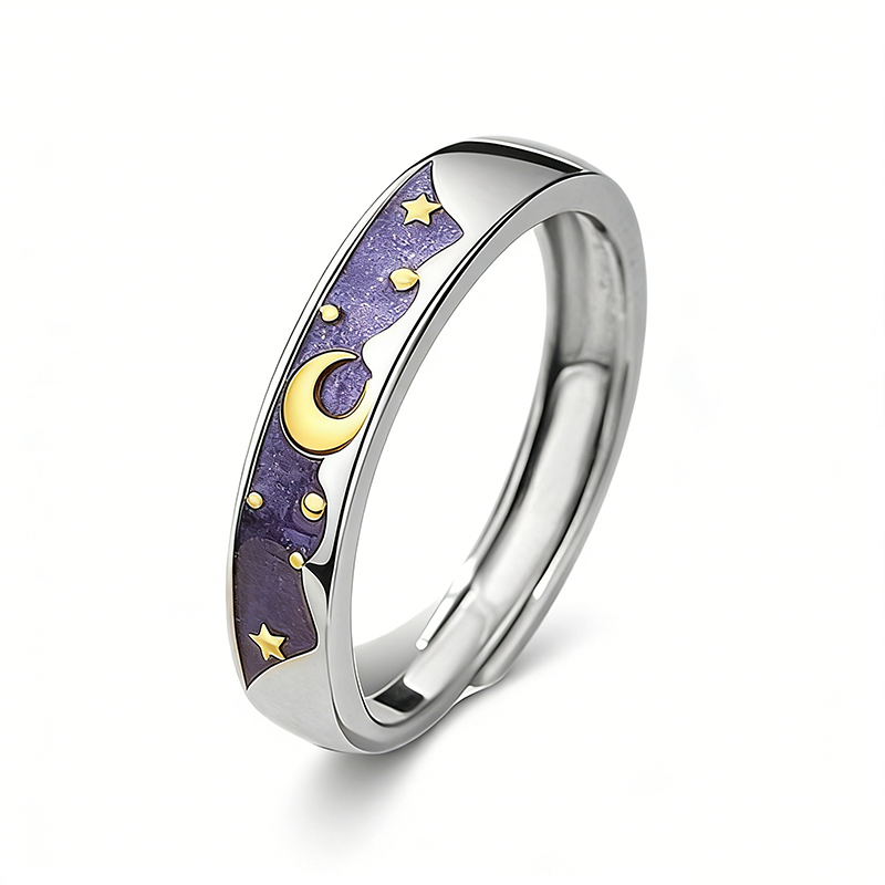 TrustDavis S925 Solid Sterling Silver Men's and Women's Sun and Moon Couple Rings for Women Grils Party Jewelry Wholesale DS4774