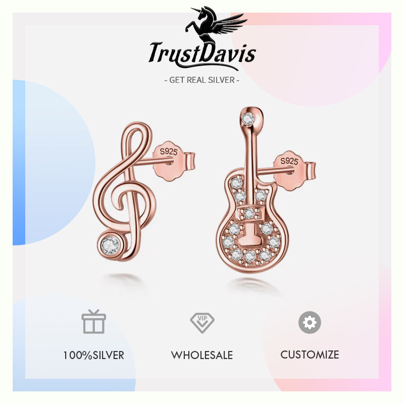 Fashion Asymmetric Guitar Notes Stud Earring DB110