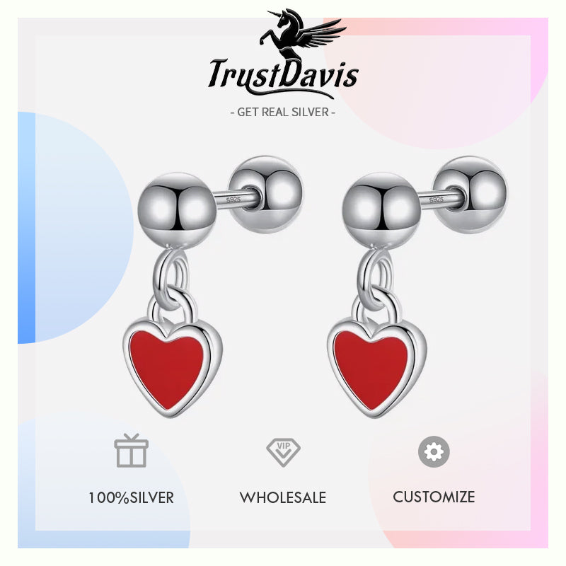 Heart Dangle Screw Stud Earrings DA2734