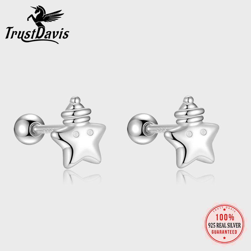 Star Sleeping Cap Silver Earrings DS4895