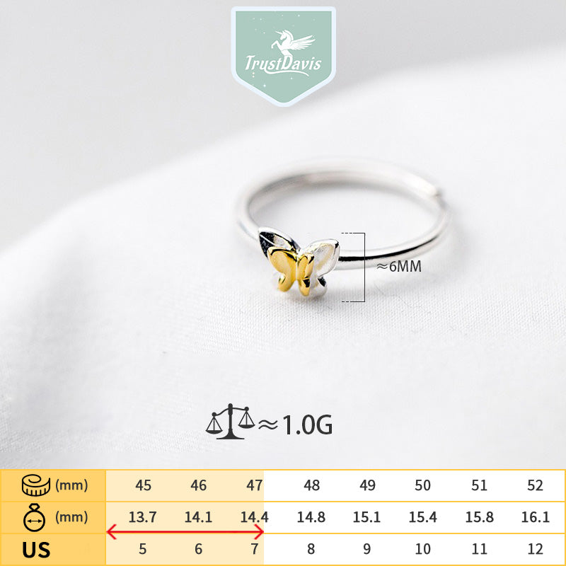 Fashionable Simple Butterfly Adjustable Ring for Women Girls Jewelry Gift DS4319