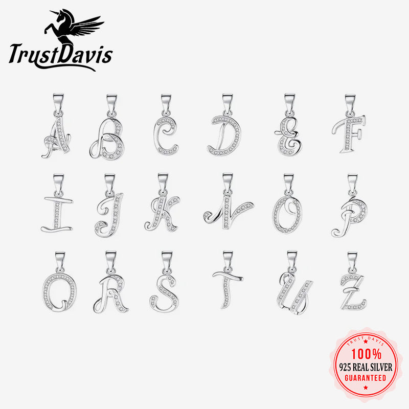 26 Letter Shiny CZ Pendant DIY Accessories DA1990