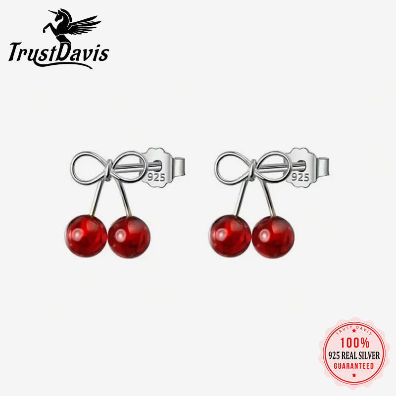 Red Synthetic Red Pomegranate Cherry Stud Earrings DB1065