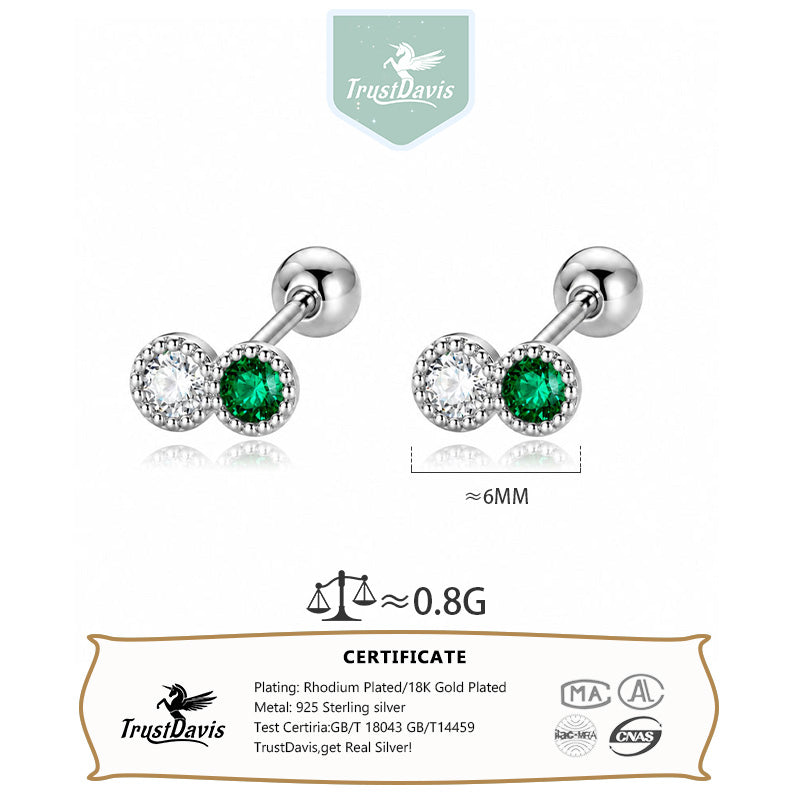 Double-color Zircon Stud Earrings DS1912