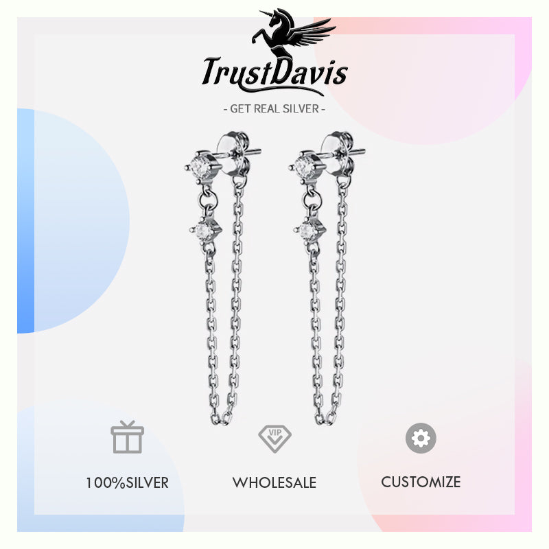 Fashion Creative Chain Links Shiny CZ Stud Earrings DB991