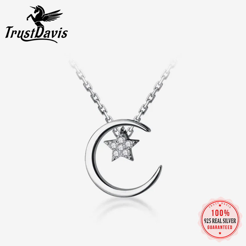 Fashion Moon Star Dazzling CZ Choker Necklace DB013