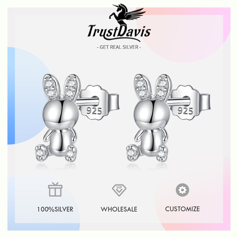 CZ Sitting Rabbit Stud Earrings DS3876