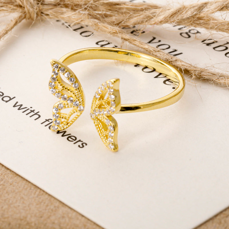 Trustdavis Genuine 925 Sterling Silver Insect Butterfly Opening Ring For Women Wedding Valentine's Day Fine S925 Jewelry DA2744