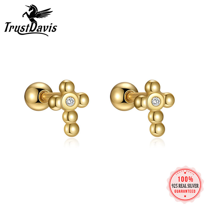 Cross Zircon Screw Earrings DS4896