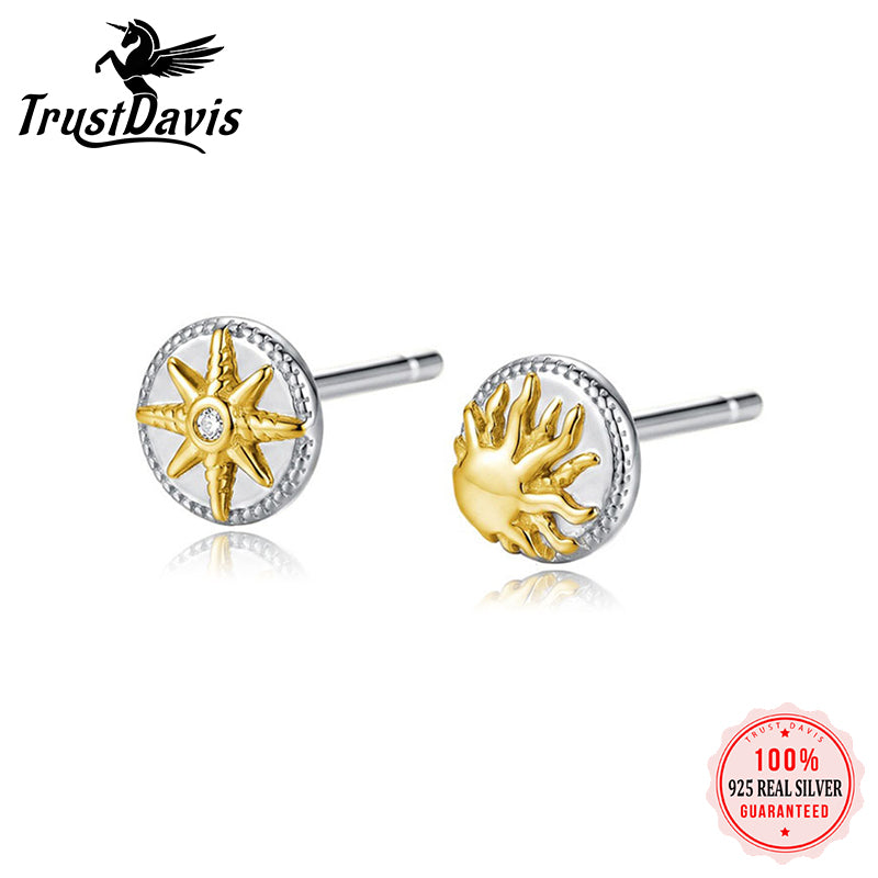 Stacked Sun and Star Zircon Earrings DS4920