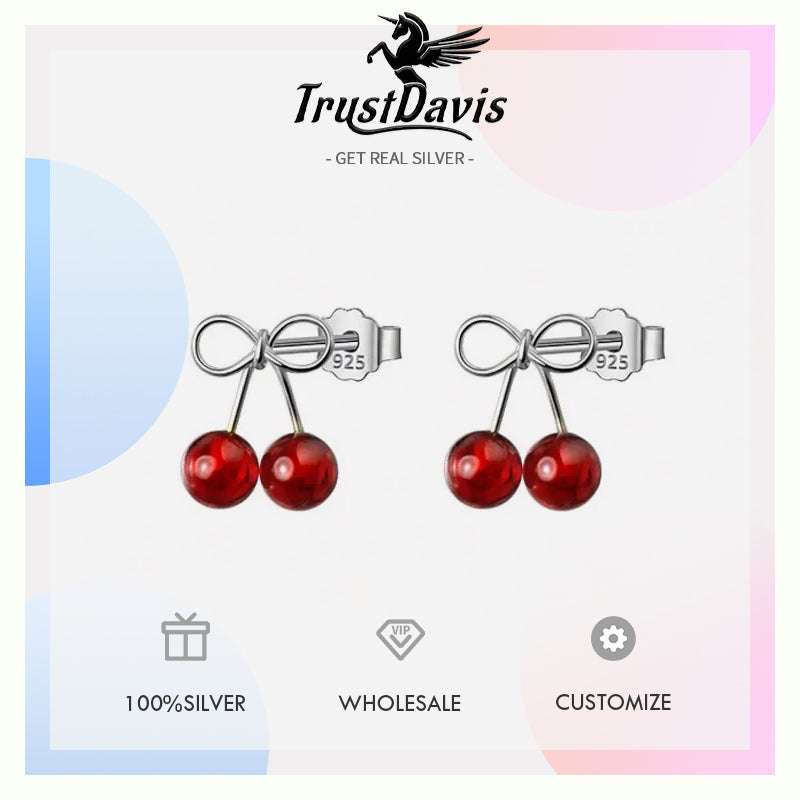 Red Synthetic Red Pomegranate Cherry Stud Earrings DB1065