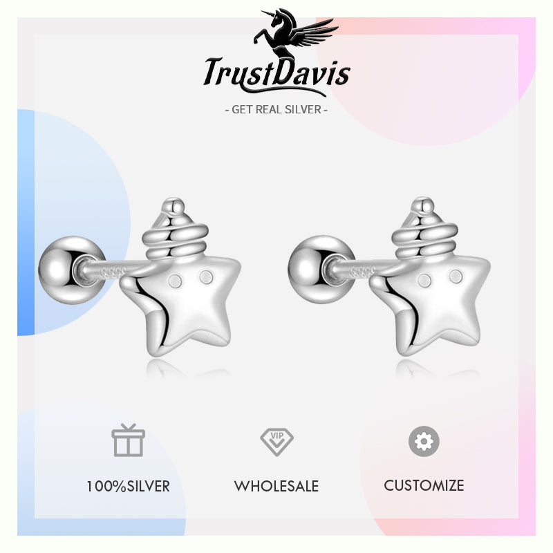 Star Sleeping Cap Silver Earrings DS4895