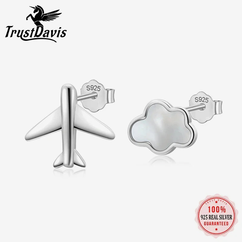 Sweet Asymmetric Clouds Plane Stud Earrings DA2921