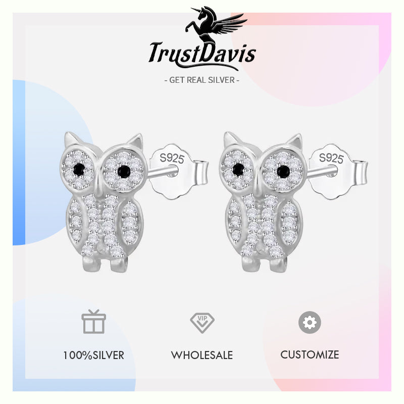 Shiny CZ Stone Owl Stud Earrings DS2006