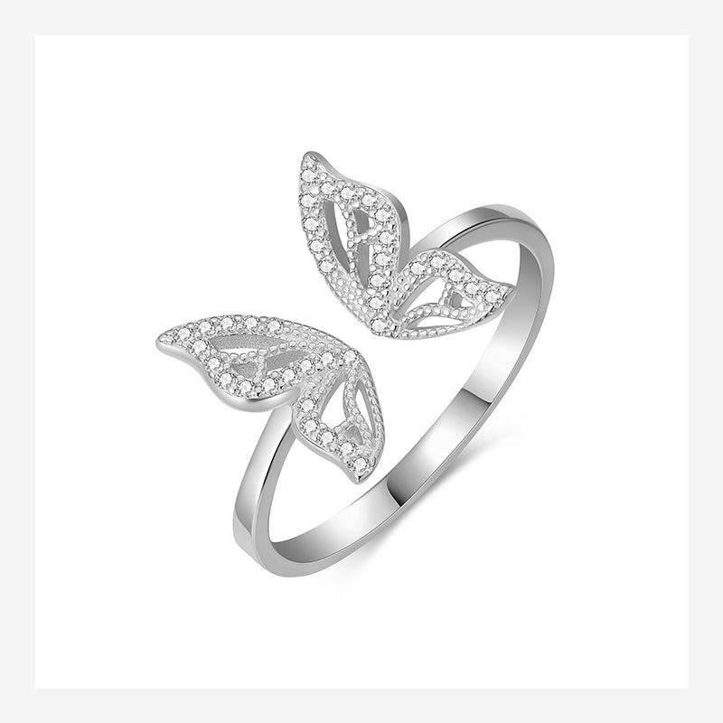 Trustdavis Genuine 925 Sterling Silver Insect Butterfly Opening Ring For Women Wedding Valentine's Day Fine S925 Jewelry DA2744