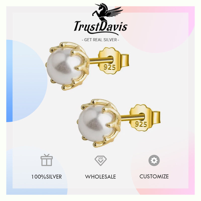 Fashion Gold Flower Pearl Stud Earring DA1983