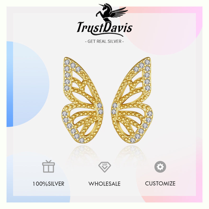 Fashion Insect Butterfly Shiny CZ Stud Earrings DA2713