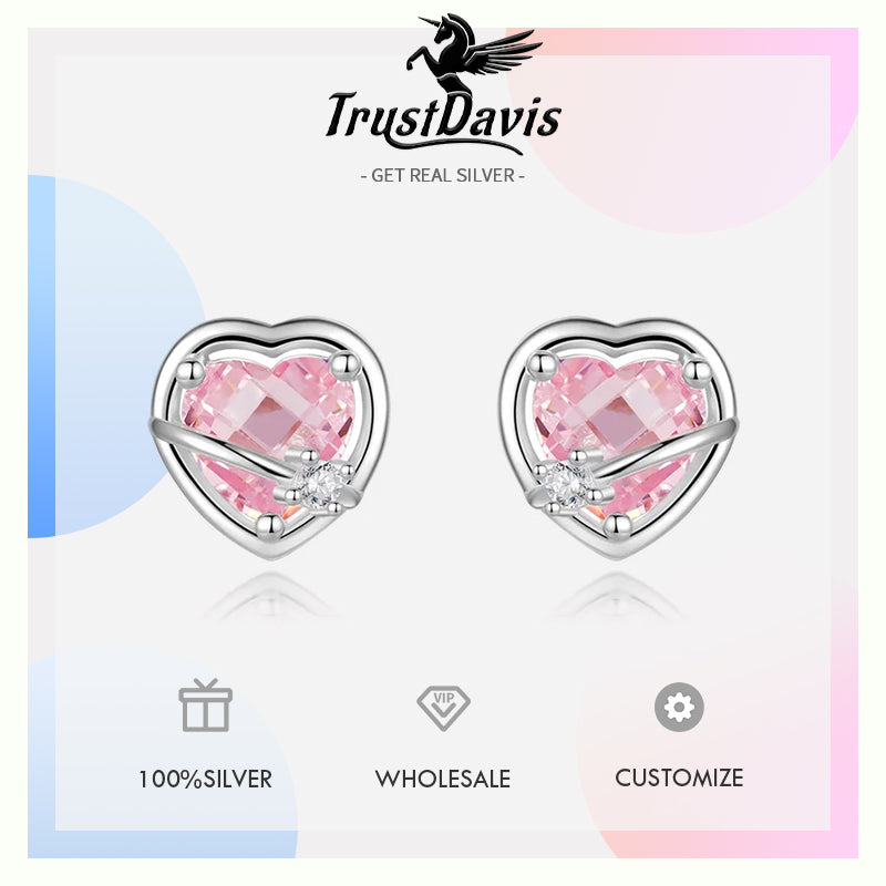 Heart  Beads Screw Stud Earrings DS3662