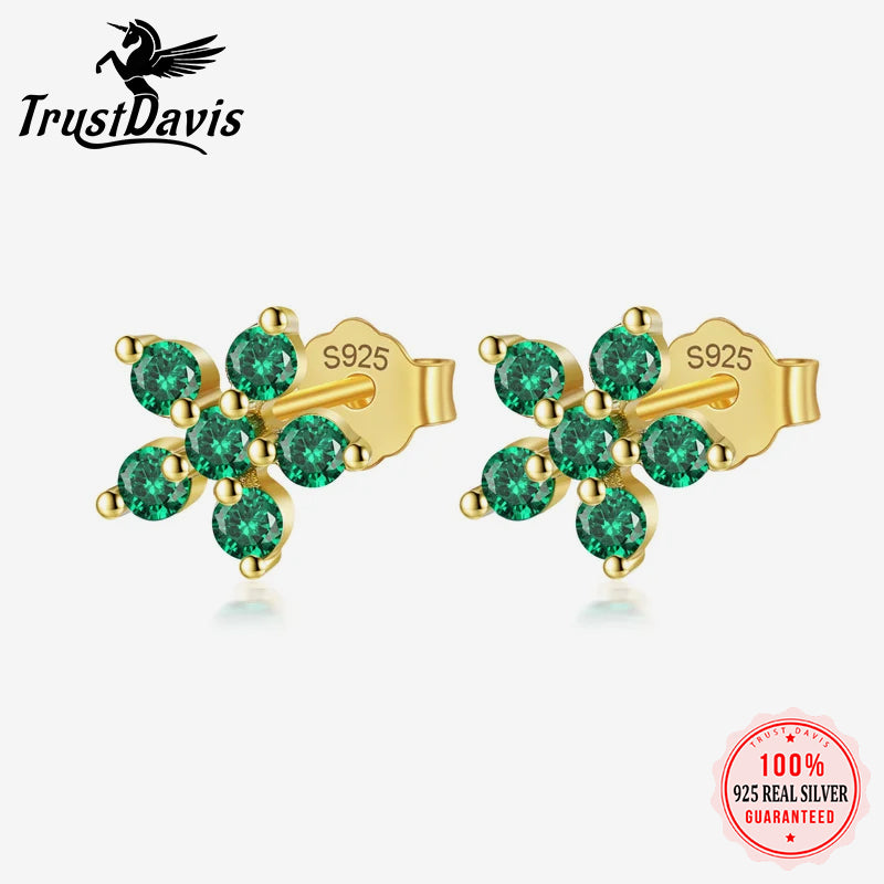 Fashion Flower Colour CZ Stud Earrings DF247