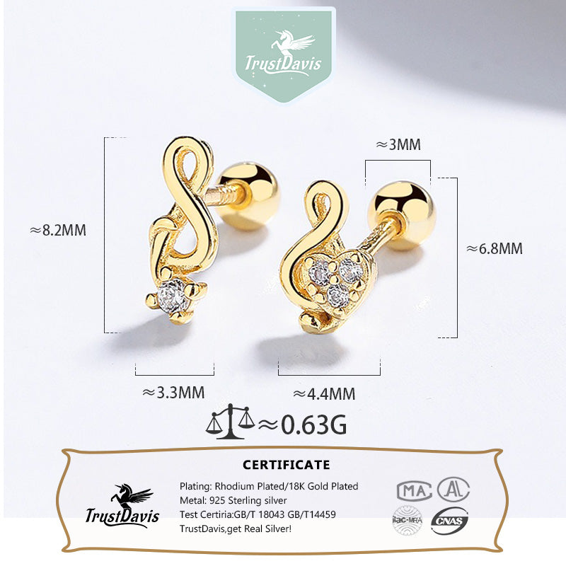 Fashion Musical Note Zircon Earrings for Women DS4673